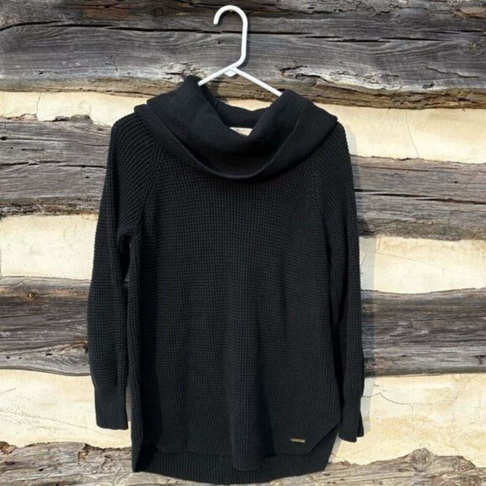 Michael Kors Black Waffle Knit Cowl Neck Sweater